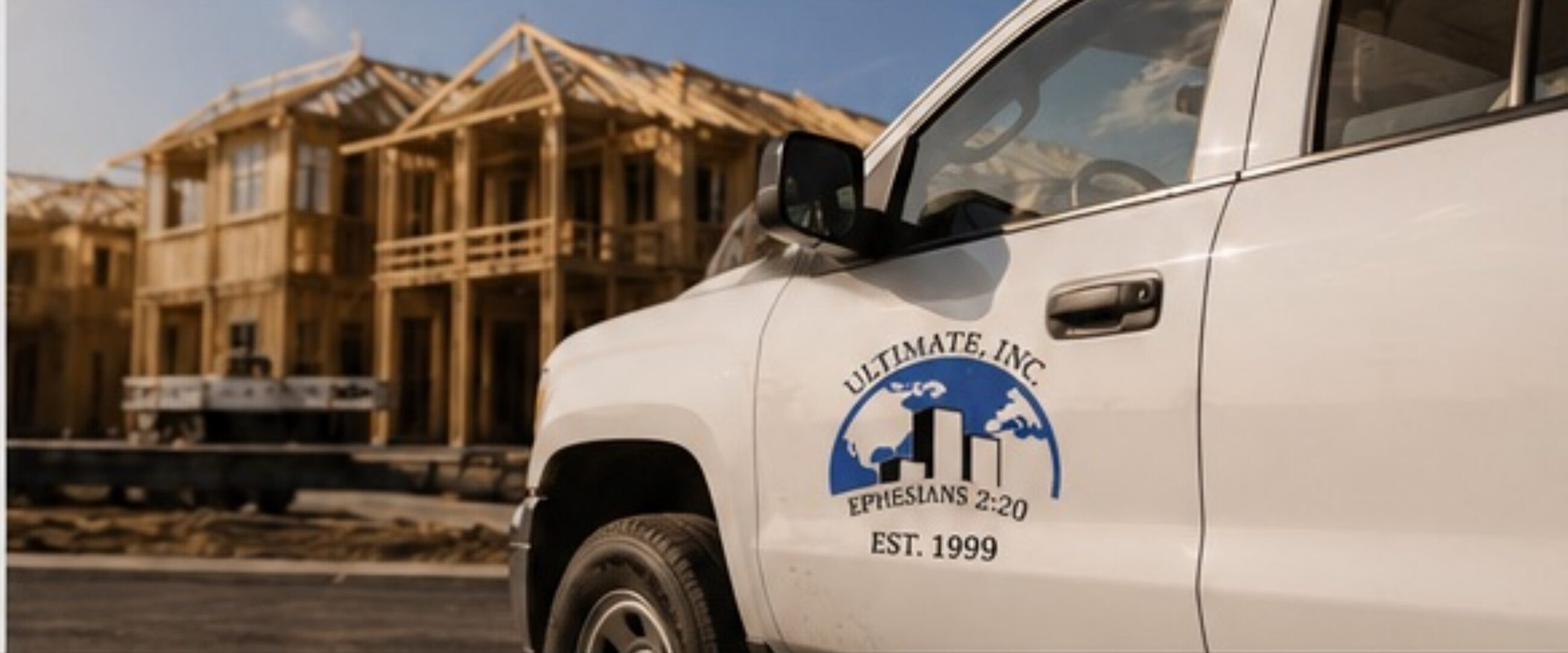 Ultimate Inc. truck on a framing jobsite